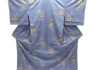 家屋に花模様織り出し本場泥大島紬着物(7マルキ)